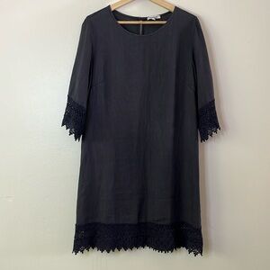 Rosemarine Linen Round Neck‎ Shift Dress in Navy size small
